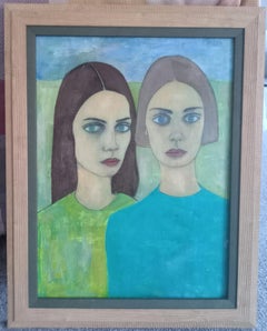 "Anastasia y Janine" Pintura al óleo figurativa contemporánea
