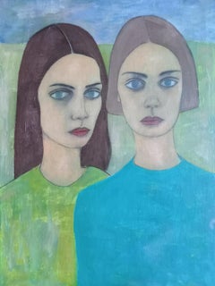 "Anastasia and Janine" Contemporary Figurative Oil Painting