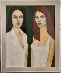 "Aria et Esme Peinture à l'huile figurative contemporaine