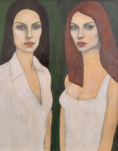 "Aria and Esme"  Contemporary Figurative Oil Painting