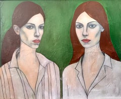 "Aria and Ruby"  Contemporary Figurative Oil Painting