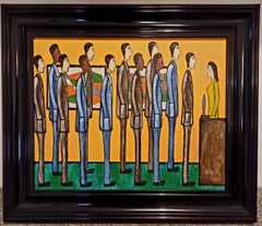 "Heure d'ouverture". Peinture à l'huile figurative contemporaine