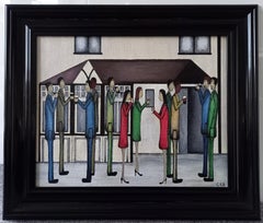 "Fuori dal Pub". Pittura ad olio figurativa contemporanea