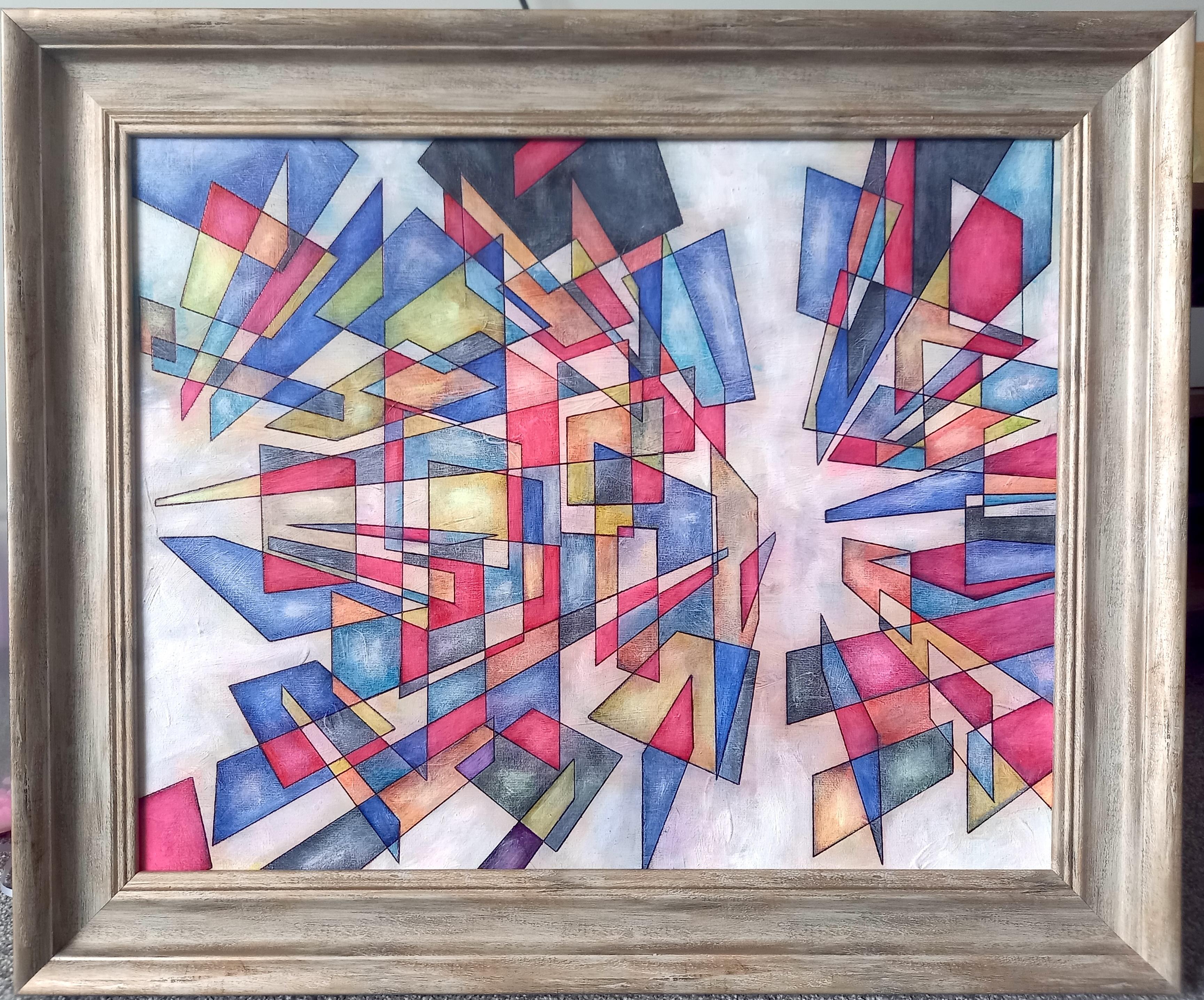 Contemporary abstract oil on board by Christopher Barrow
Frame included
Signed