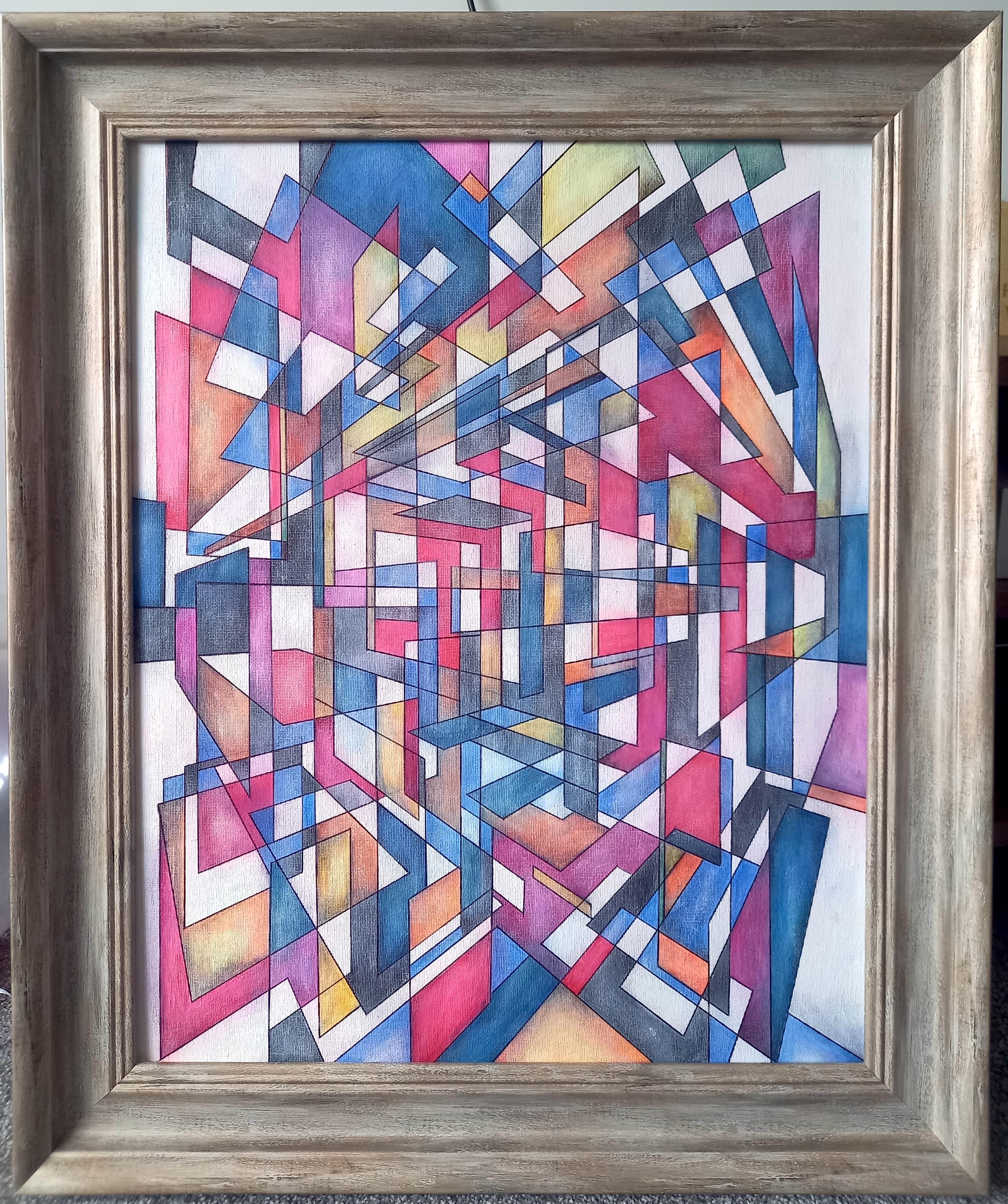 Contemporary abstract oil on board by Christopher Barrow
Frame included
Signed