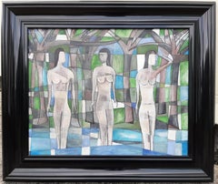 "The Bathers" Contemporary Oil On Board Painting
