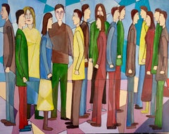 "The Group"  Figurative Geometric Abstract Oil Painting