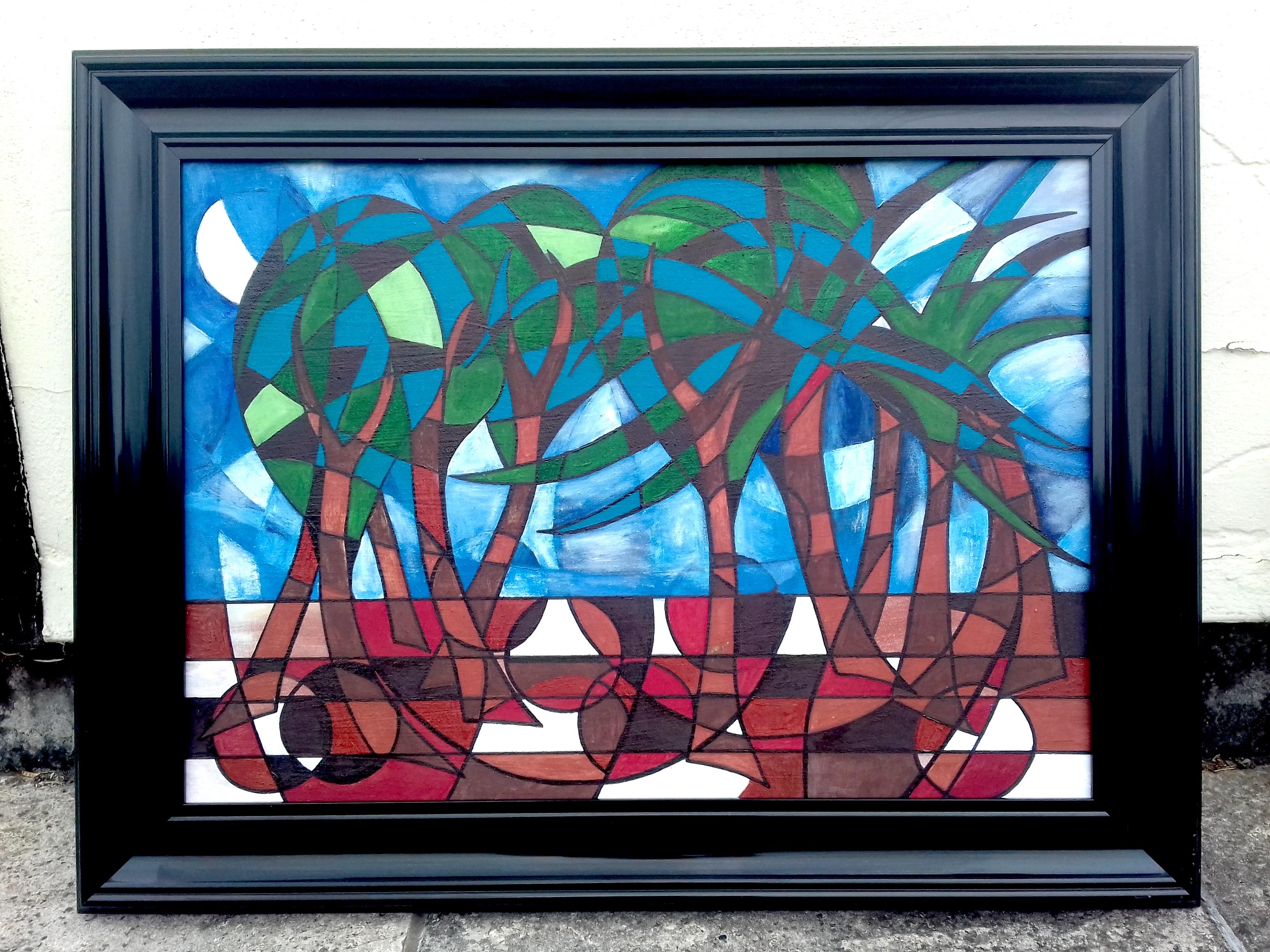 Tropical Trees. Contemporary Abstract Landscape - Painting by Christopher Barrow