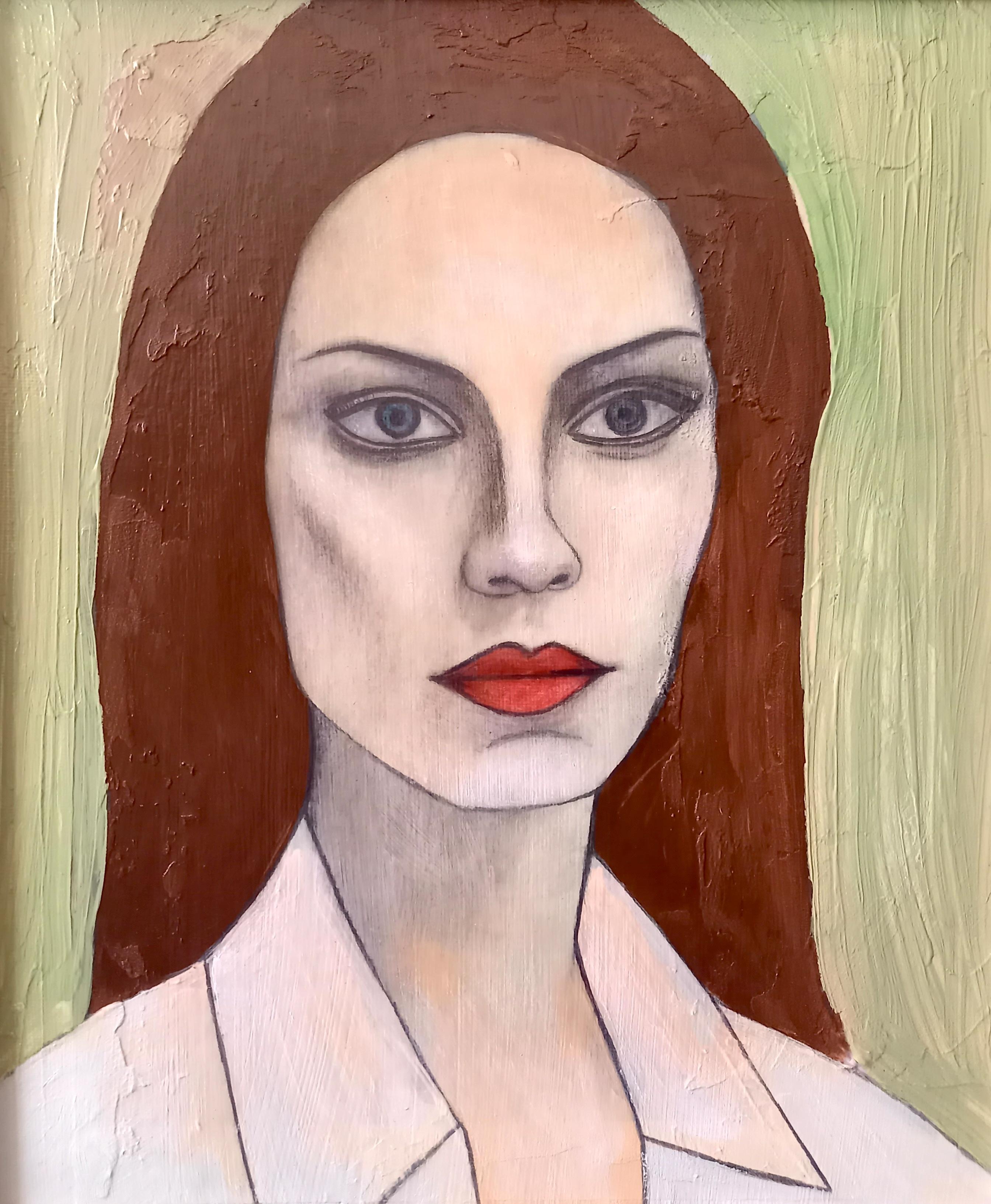 Figurative Painting de Christopher Barrow - "Violeta"  Pintura al óleo figurativa contemporánea