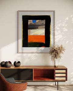 Orange Field - Abstract Archival Ink Digital Collage Print on Heavy Rag Paper