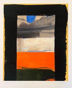 Orange Field - Abstract Archival Ink Digital Collage Print on Heavy Rag Paper