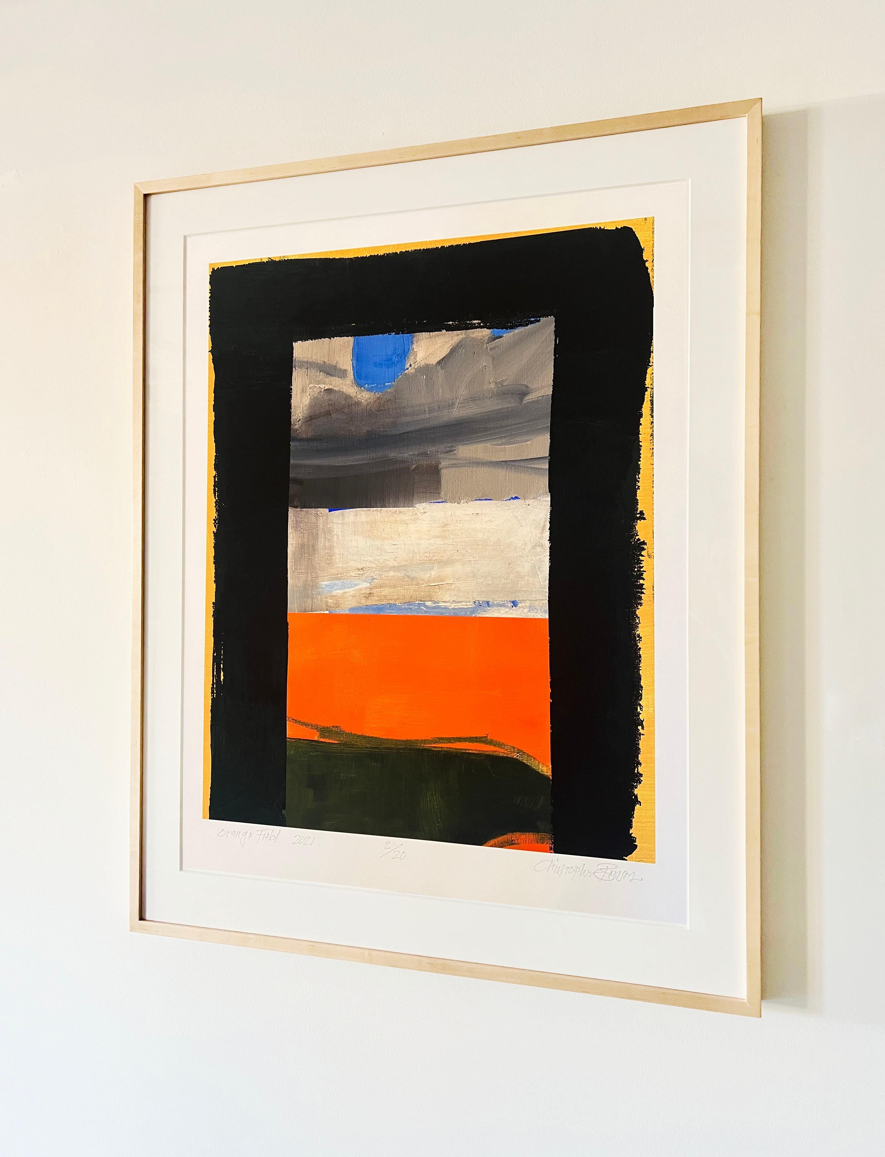 Orangefarbenes Feld (Abstrakt), Print, von Christopher Benson