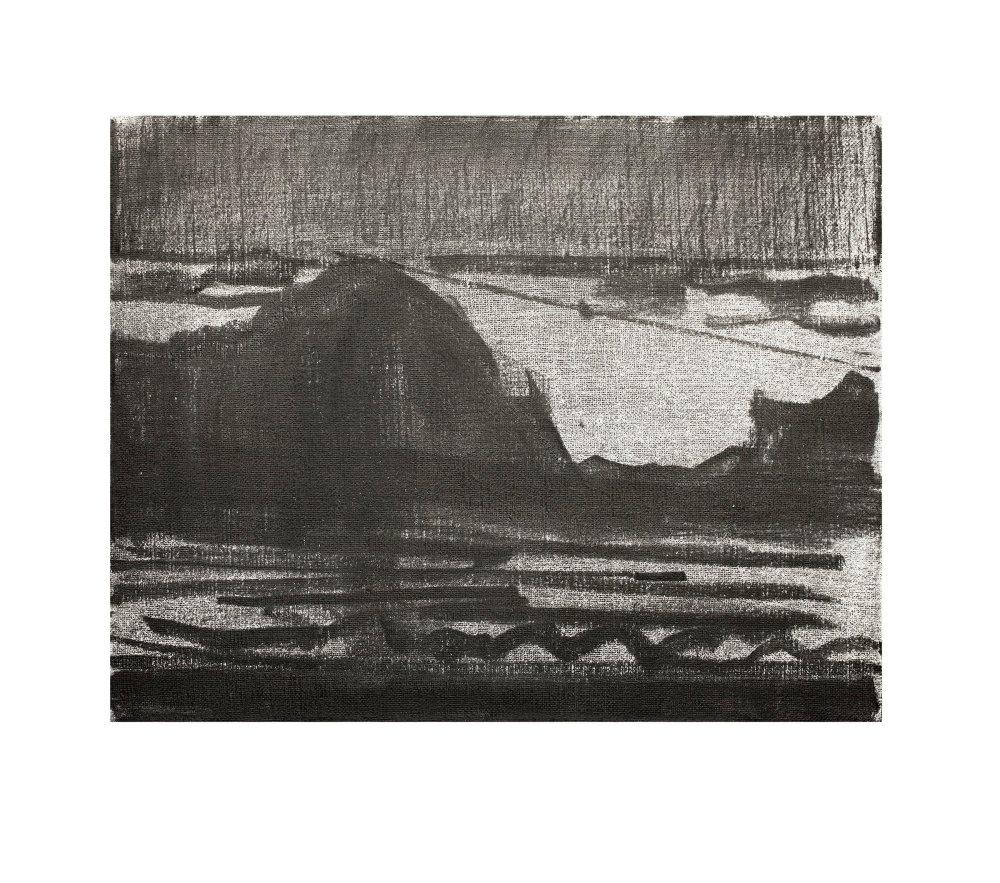 Small Hypnotic Wave, Canvas Sketch - Contemporary Landscape Archival Print