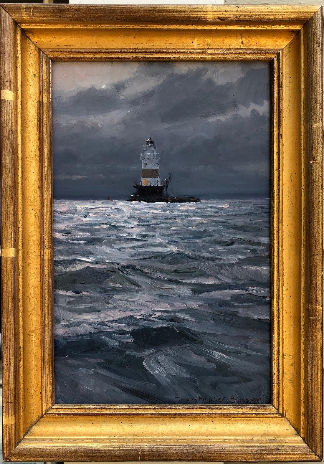 Christopher Blossom Landscape Painting - Green Ledge Light, Norwalk, Connecticut