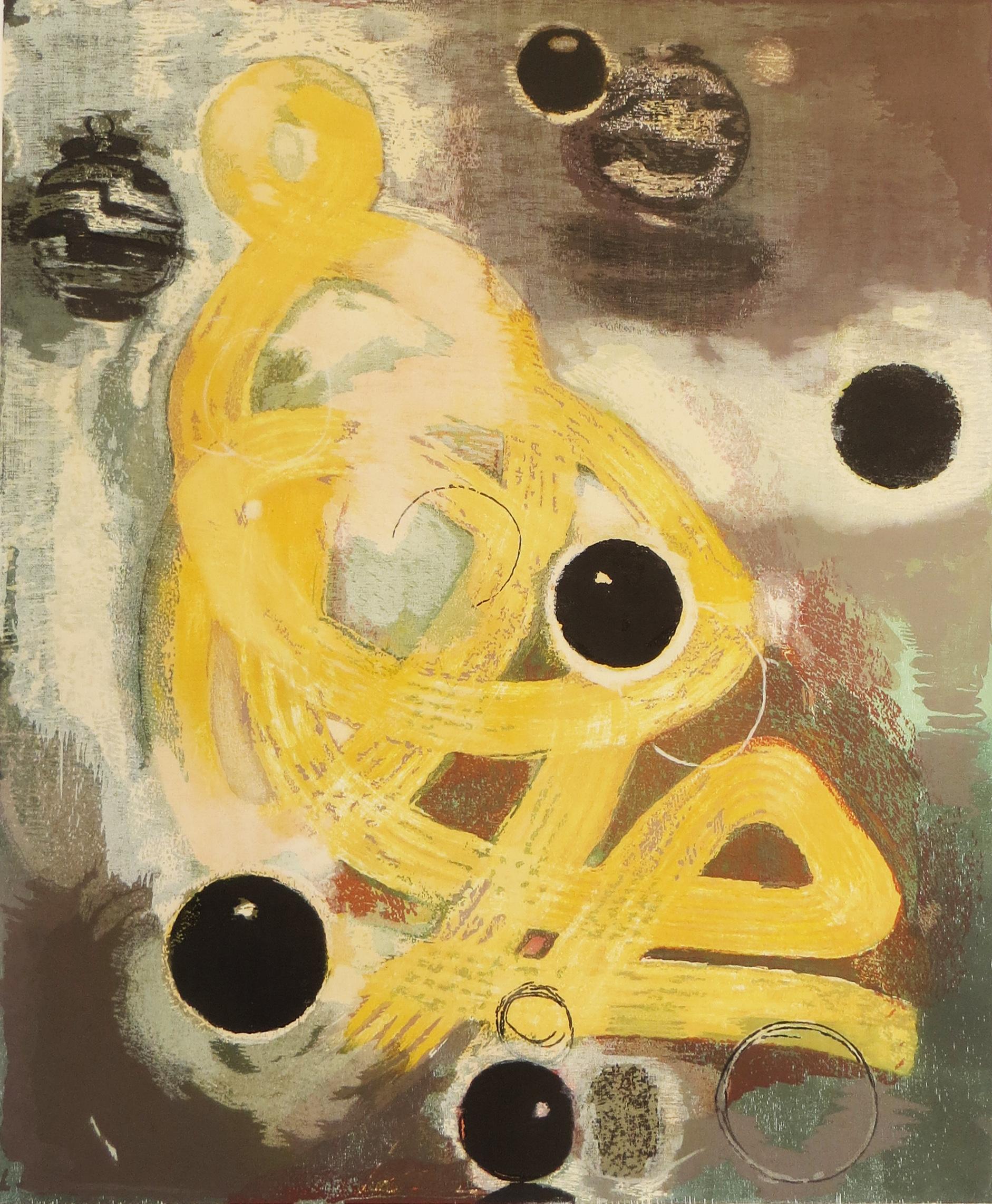 Circle, Smoke and Braid - Neo-Expressionist Print by Christopher Brown