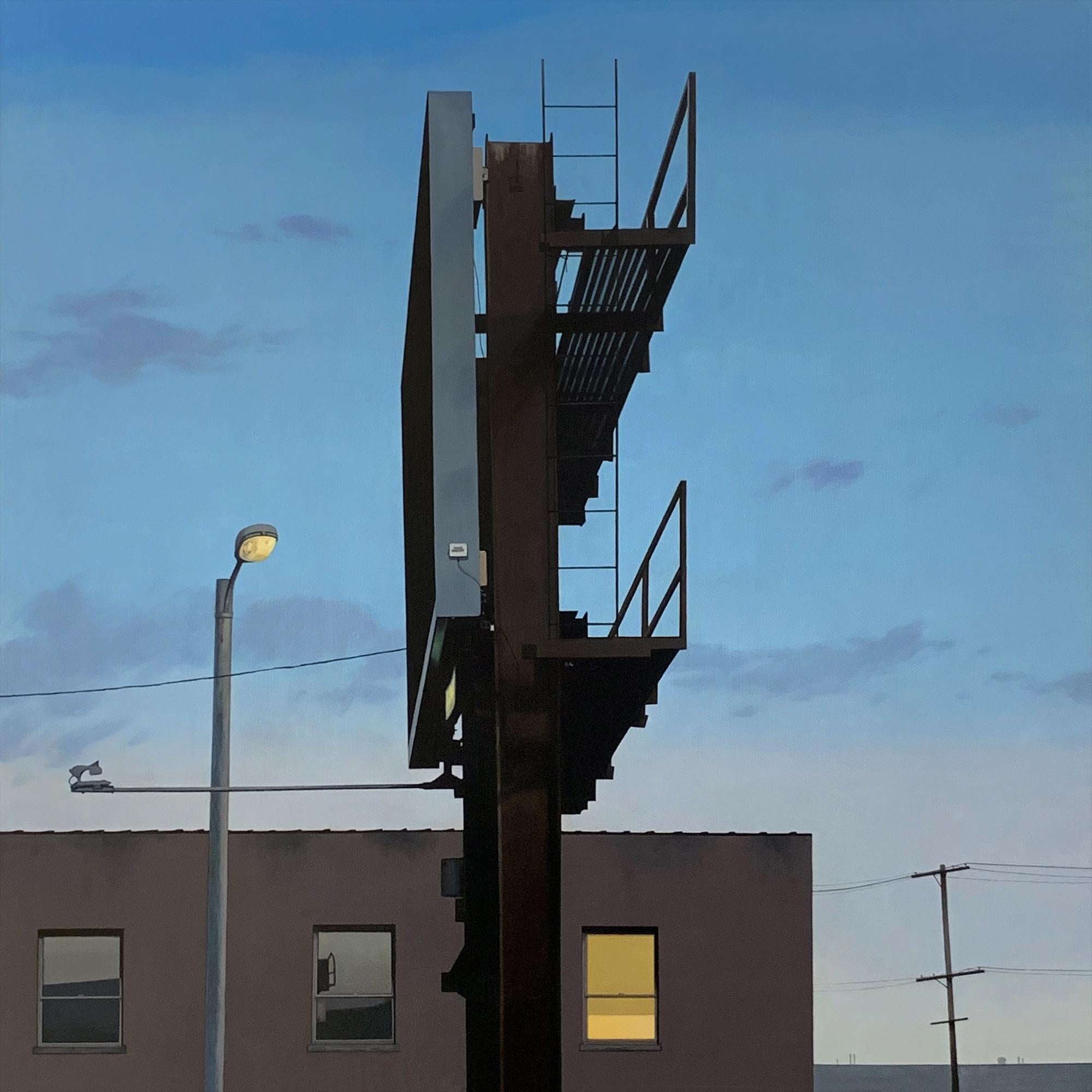 Christopher Burk Still-Life Painting - Billboard Dusk 1