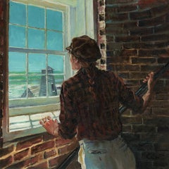 « Lighthouse Keeper's Window » (2024) de Christopher Cart, peinture à l'huile originale