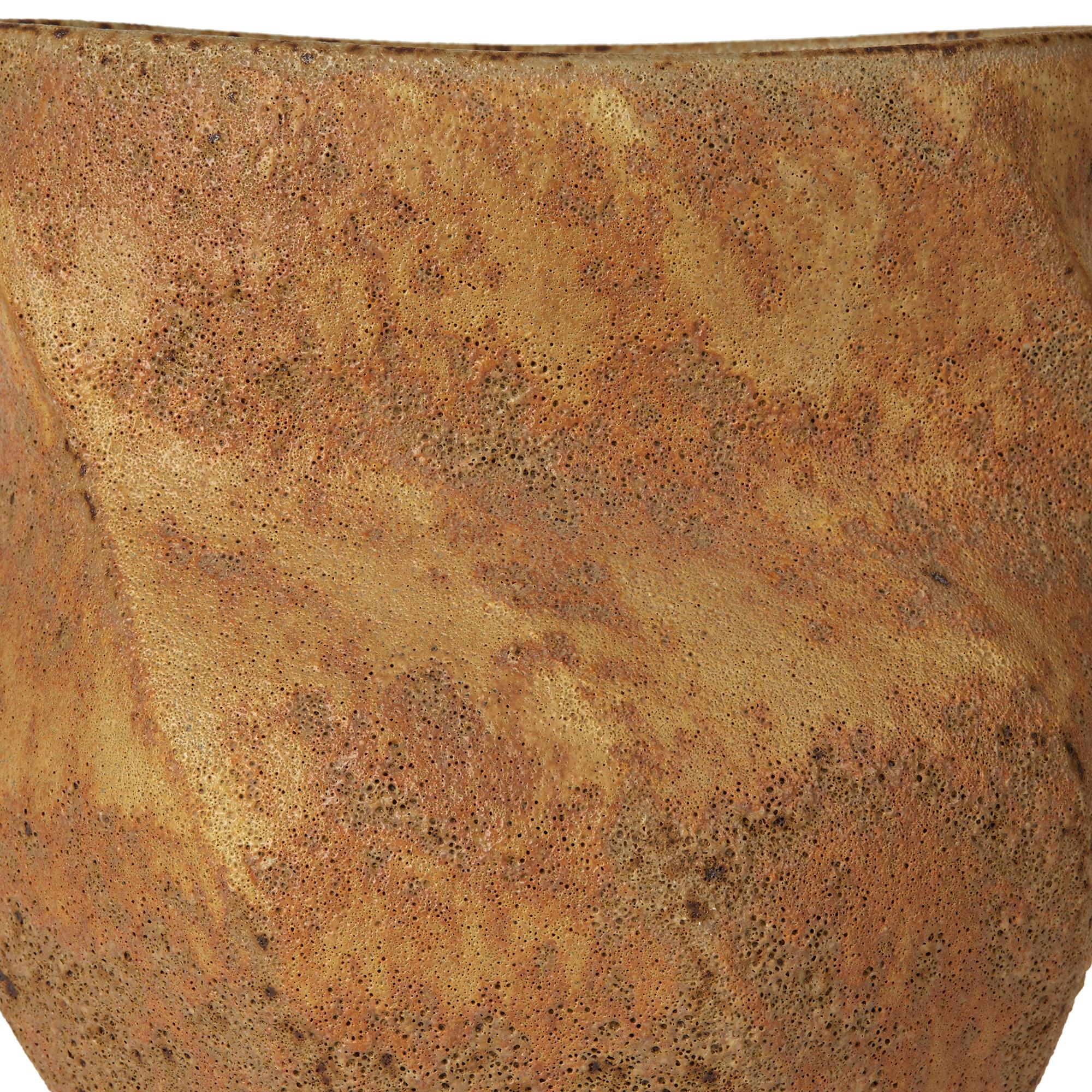 Modern Christopher Carter Oxidised Textured Studio Pottery Vase For Sale