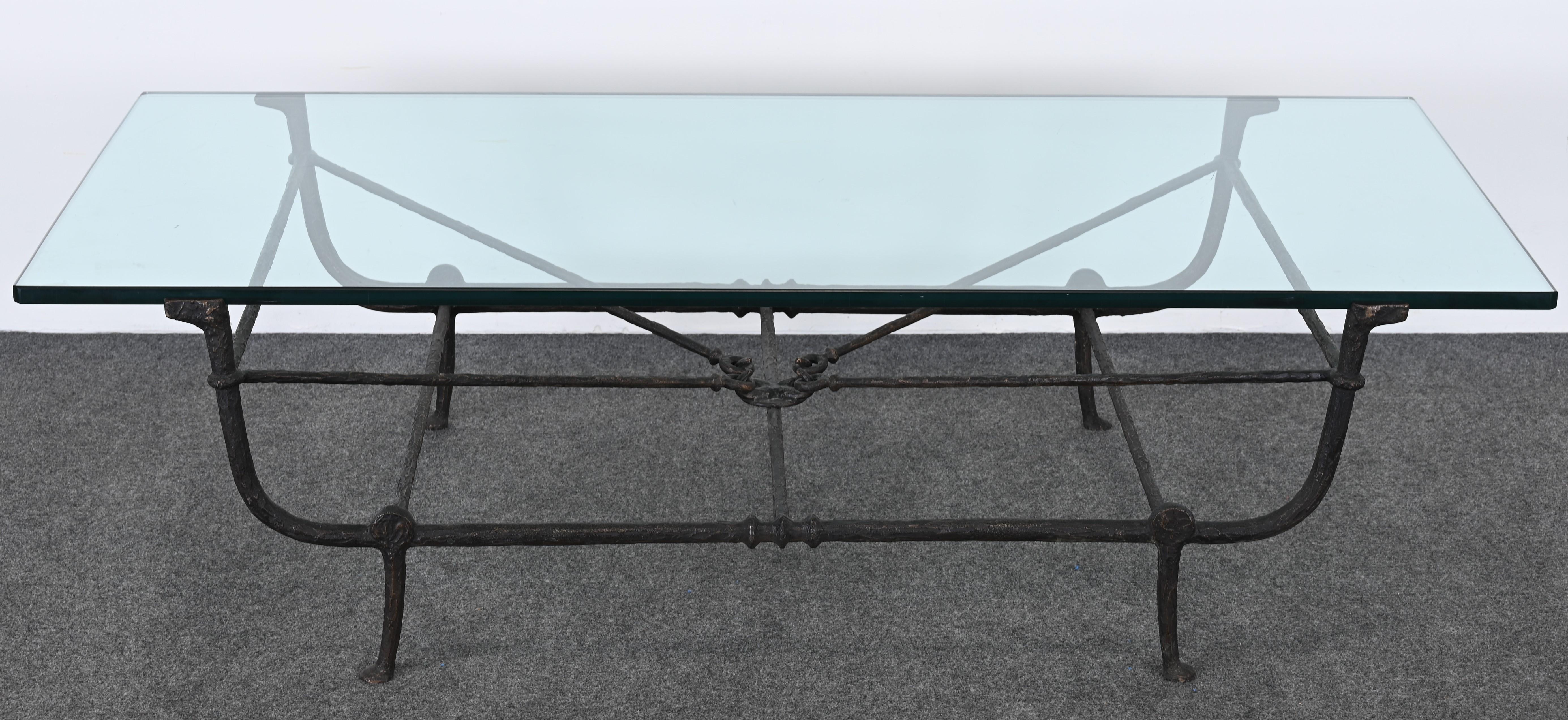 Modern Christopher Chodoff Bronze Coffee Table in the Manner of Diego Giacometti, 1980s