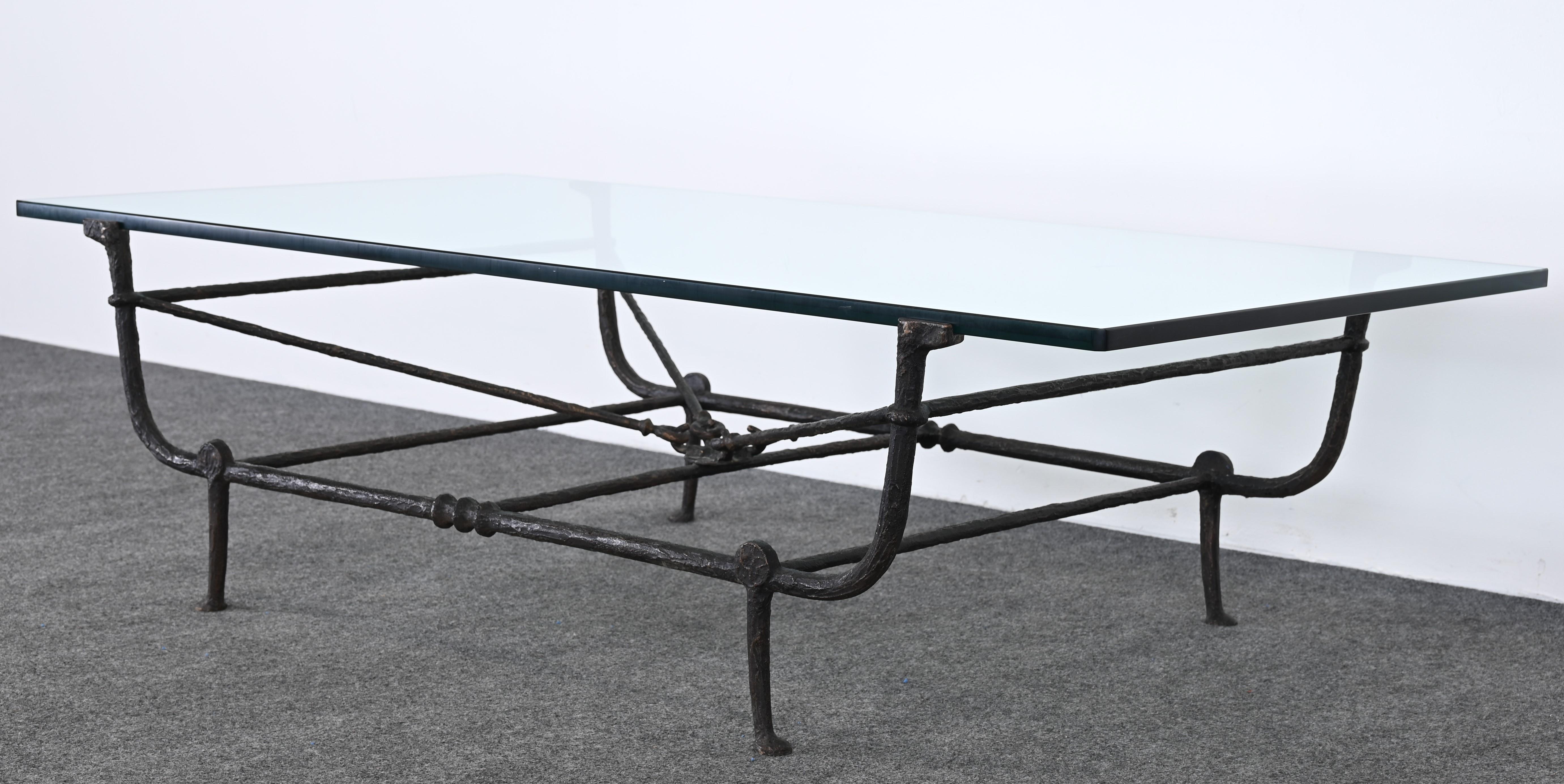 Cast Christopher Chodoff Bronze Coffee Table in the Manner of Diego Giacometti, 1980s