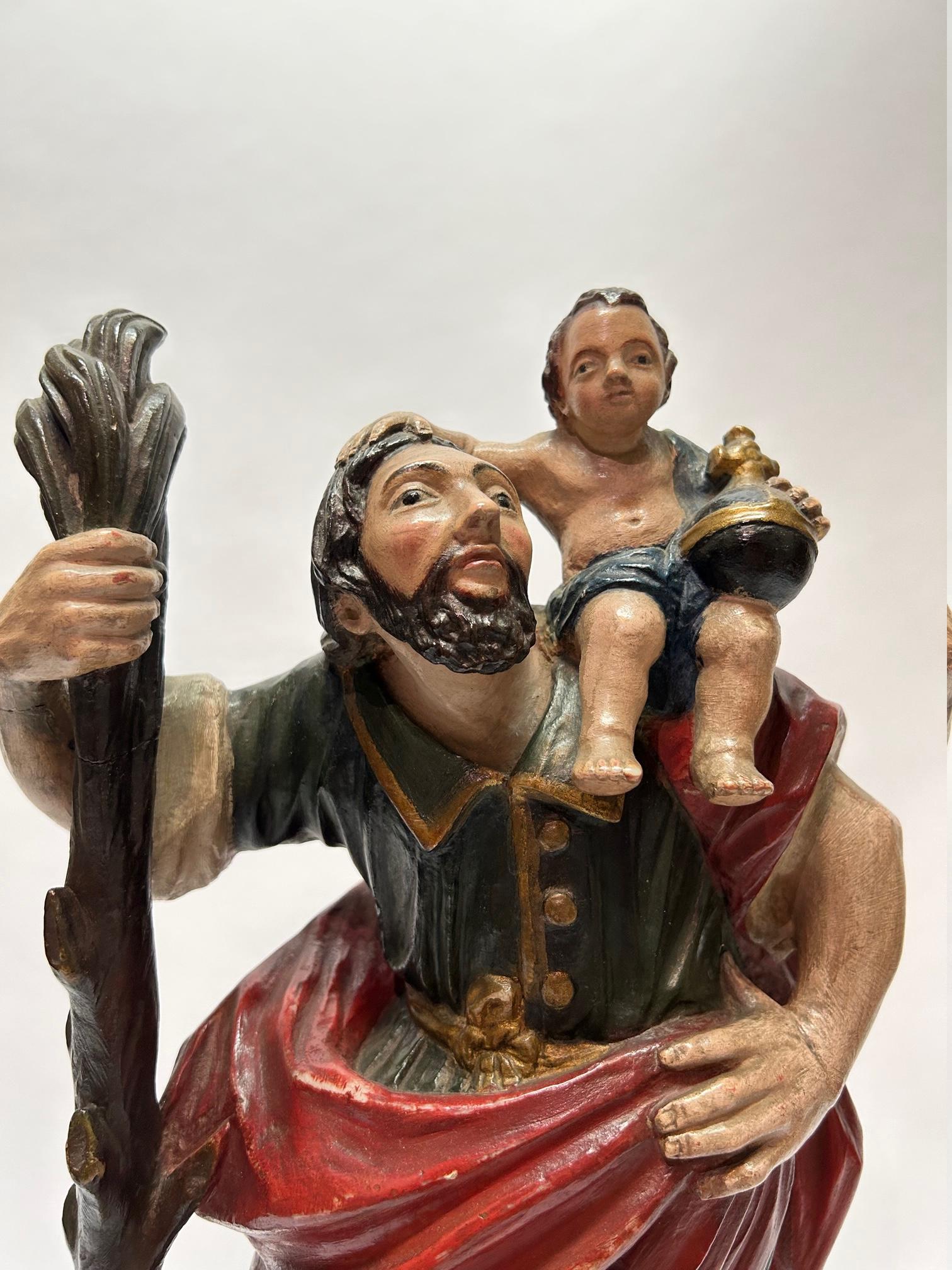 This Albast statue depicting Saint Christopher,  beautiful polychrome
Circa 1600
Alabaster

