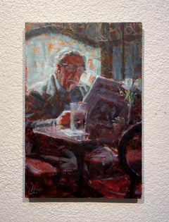 "Morning Paper in the Pub" Oil Painting