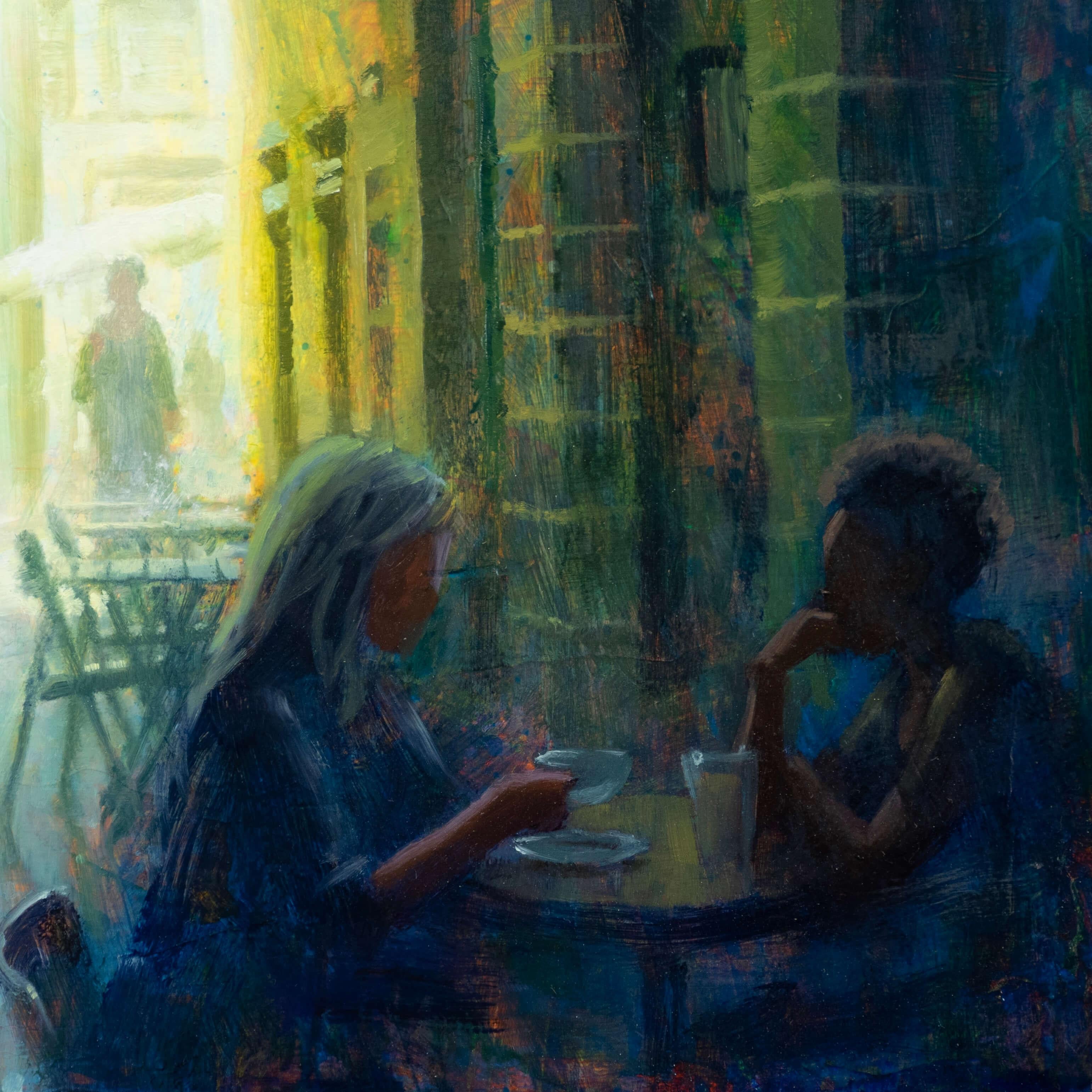 „Corridor Cafe“ von Christopher Clark, Original-Ölgemälde im Angebot 3