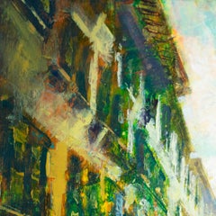 "Florence Street" by Christopher Clark, Original Oil Painting, Italian Cityscape
