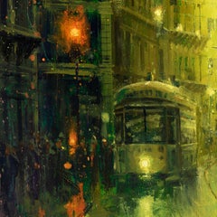 "Milan Street" by Christopher Clark, Original Oil Painting, Italian Cityscape