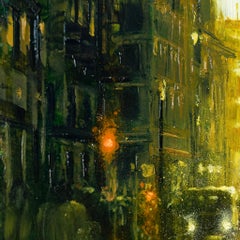 "Milan Street" by Christopher Clark, Original Oil Painting, Italian Cityscape