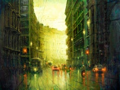 "Milan Street" by Christopher Clark, Original Oil Painting, Italian Cityscape