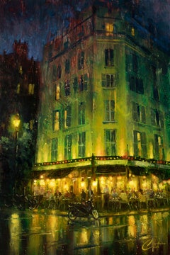 "Paris, Cafe Atmosphere" Oil Painting