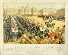 Original Vintage Poster LMS London Midland Scottish Railway Trooping The Colour