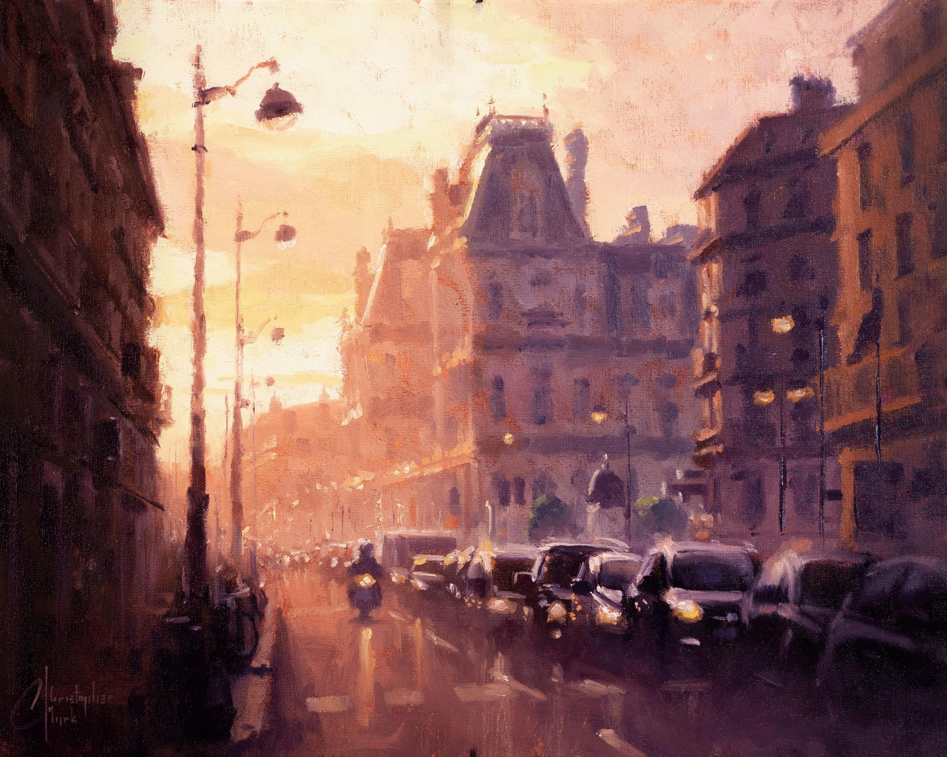 Christopher Clark Figurative Painting - Light of Paris, study