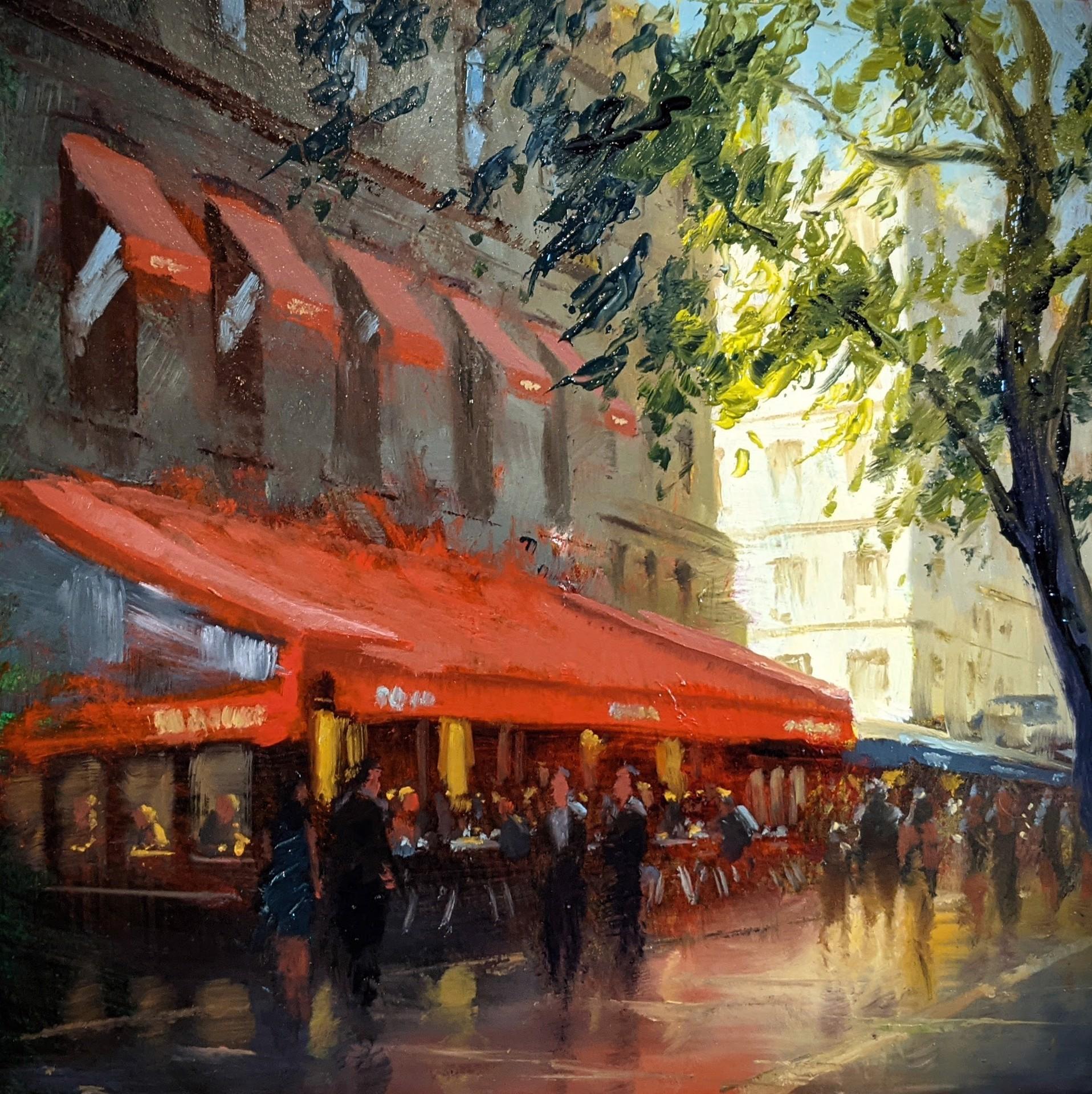 Christopher Clark Figurative Painting - Paris Sidewalk Caf√©