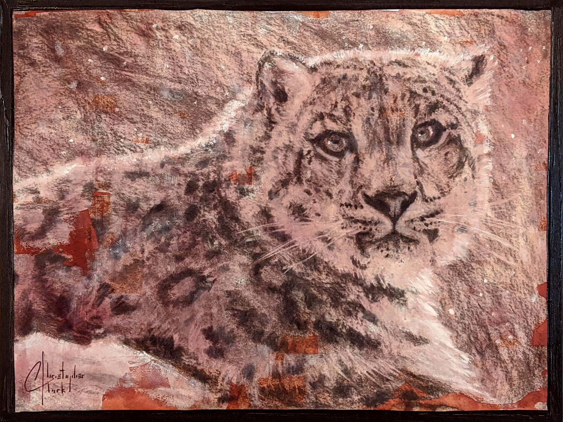 Christopher Clark Animal Painting - Sepia Cats, Snow Leopard