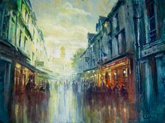 „Honfleur Street“ (2024) von Christopher Clark, Stadtlandschaft, Öl und Acryl