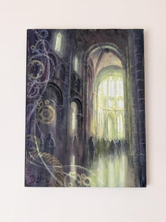 "Mont Saint Michel Abbey" (2024) By Christopher Clark, Oil & Acrylic Painting