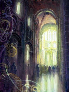 „Mont Saint Michel Abbey“ (2024) von Christopher Clark, Öl- und Acrylgemälde