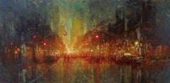 « New York - Central Park West » (2019) par Christopher Clark, peinture à l'huile de paysage urbain