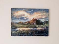 « Saint Michel House Sunset » (2024) par Christopher Clark, peinture à l'huile et acrylique