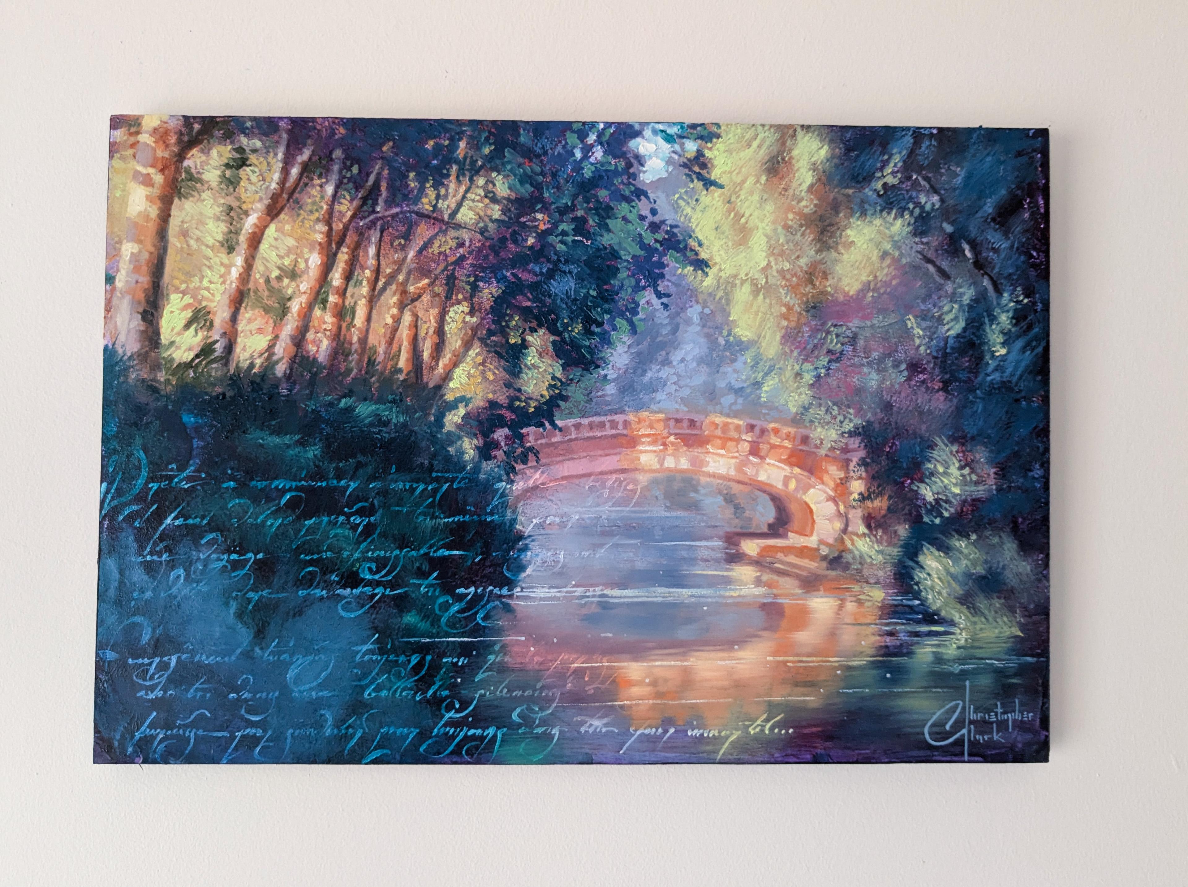 „Toulouse Canal de Brienne Bridge“ (2024) von Christopher Clark, Öl und Acryl im Angebot 1