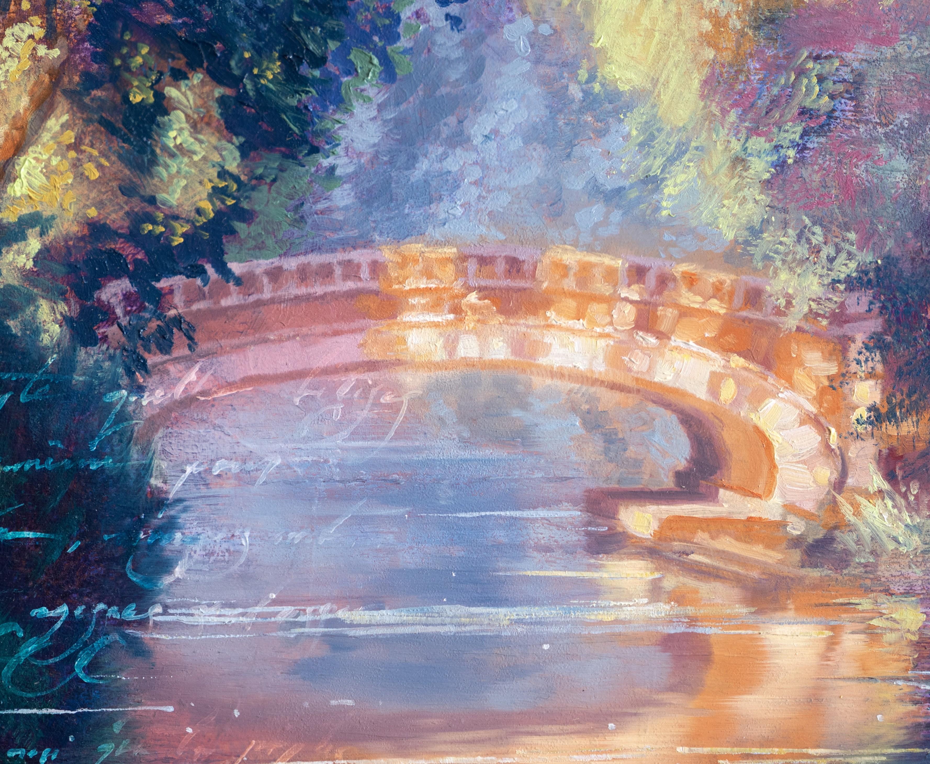 „Toulouse Canal de Brienne Bridge“ (2024) von Christopher Clark, Öl und Acryl im Angebot 6