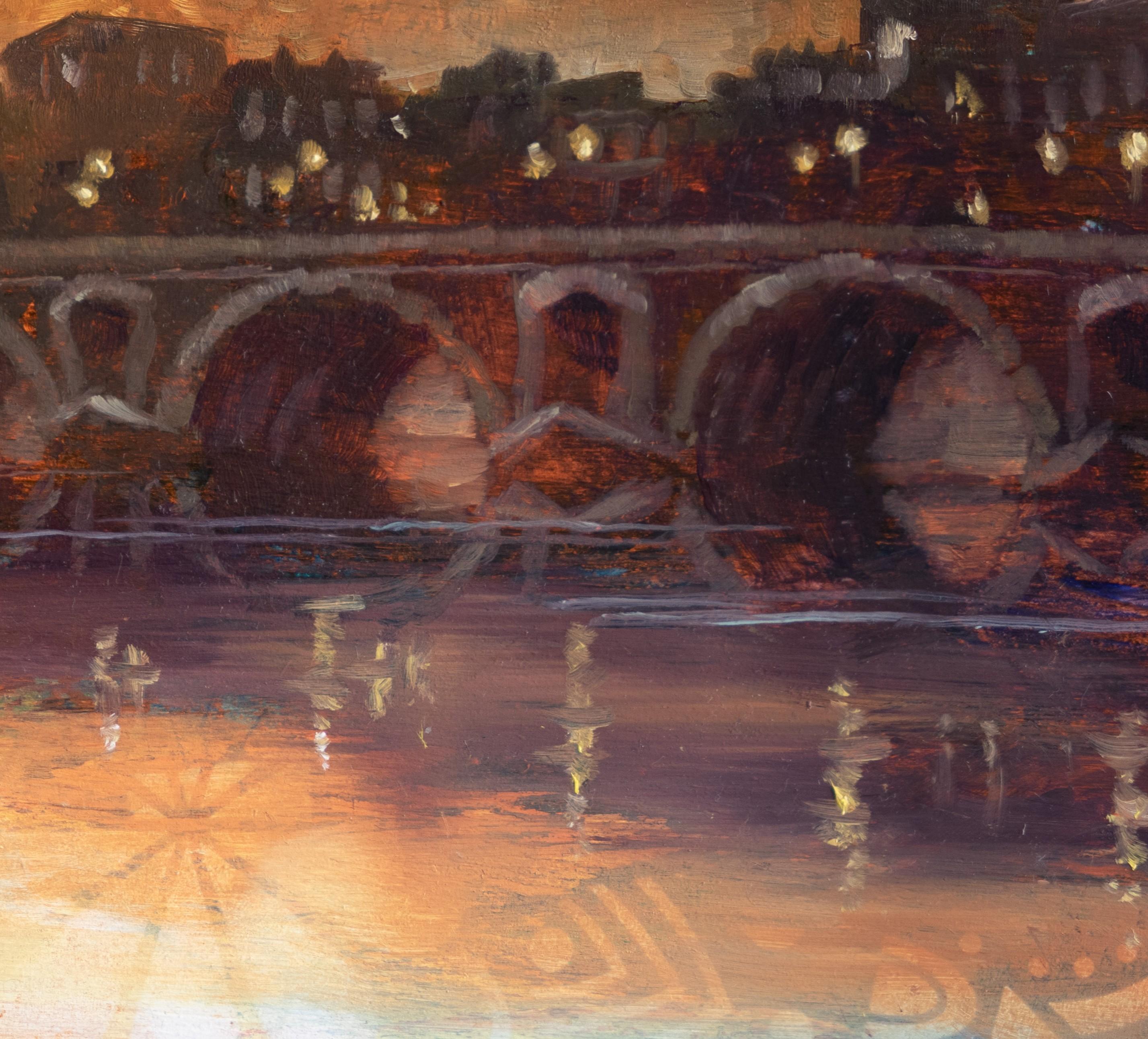 „Toulouse Pont Neuf Sonnenaufgang“ (2024) von Christopher Clark, Öl- und Acrylgemälde im Angebot 9