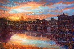 "Amanecer en Toulouse Pont Neuf" (2024) Por Christopher Clark, Pintura al óleo y acrílica