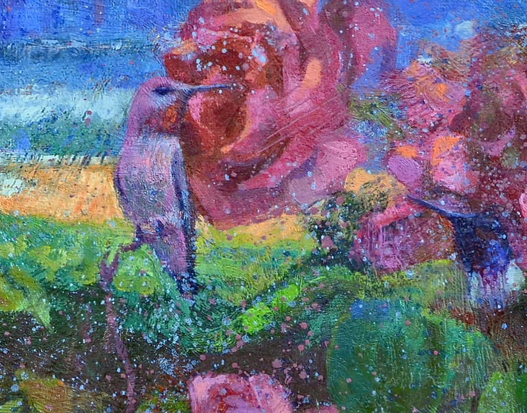 Provenance
Acquired by the gallery directly from the artist

Artist Statement
“ 'At Home in the Garden' is a visual daydream manifesting a peaceful retreat before the viewer. The vivid colors and contrast convey the comfort of summer in the coastal