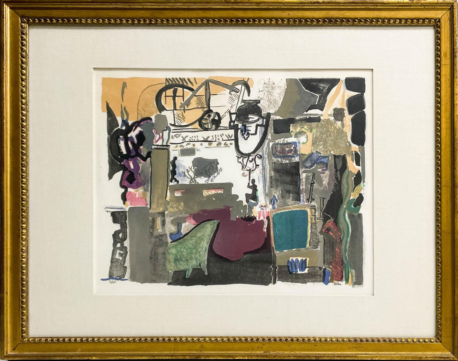 Christopher Curien Abstract Painting - "Abstract Interior" French Abstract Expressionist Limited Edition Work on Paper