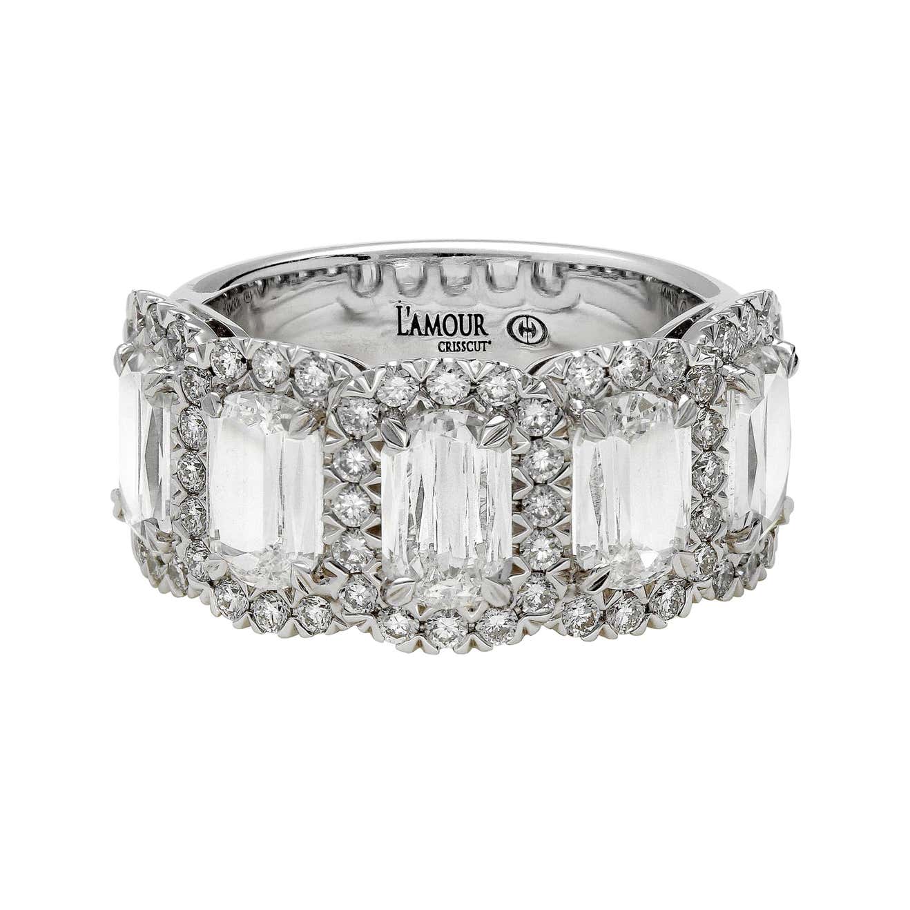 Christopher Designs 18 Karat Five Station L'amour Crisscut Halo Diamond ...