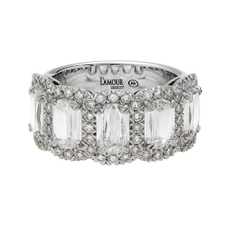 Christopher Designs 18 Karat Five Station L'amour Crisscut Halo Diamond ...