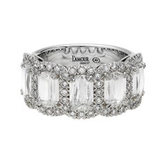 Christopher Designs 18 Karat Five Station L'amour Crisscut Halo Diamond Band